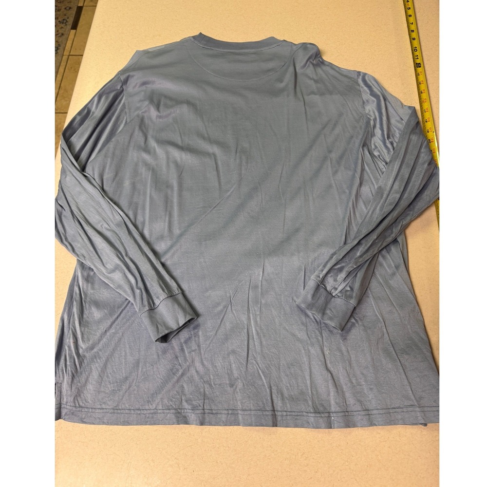 Bugatchi Uomo Blue Mercerized Cotton Long Sleeve T-Shirt XL Luxury Basic - Picture 2 of 6